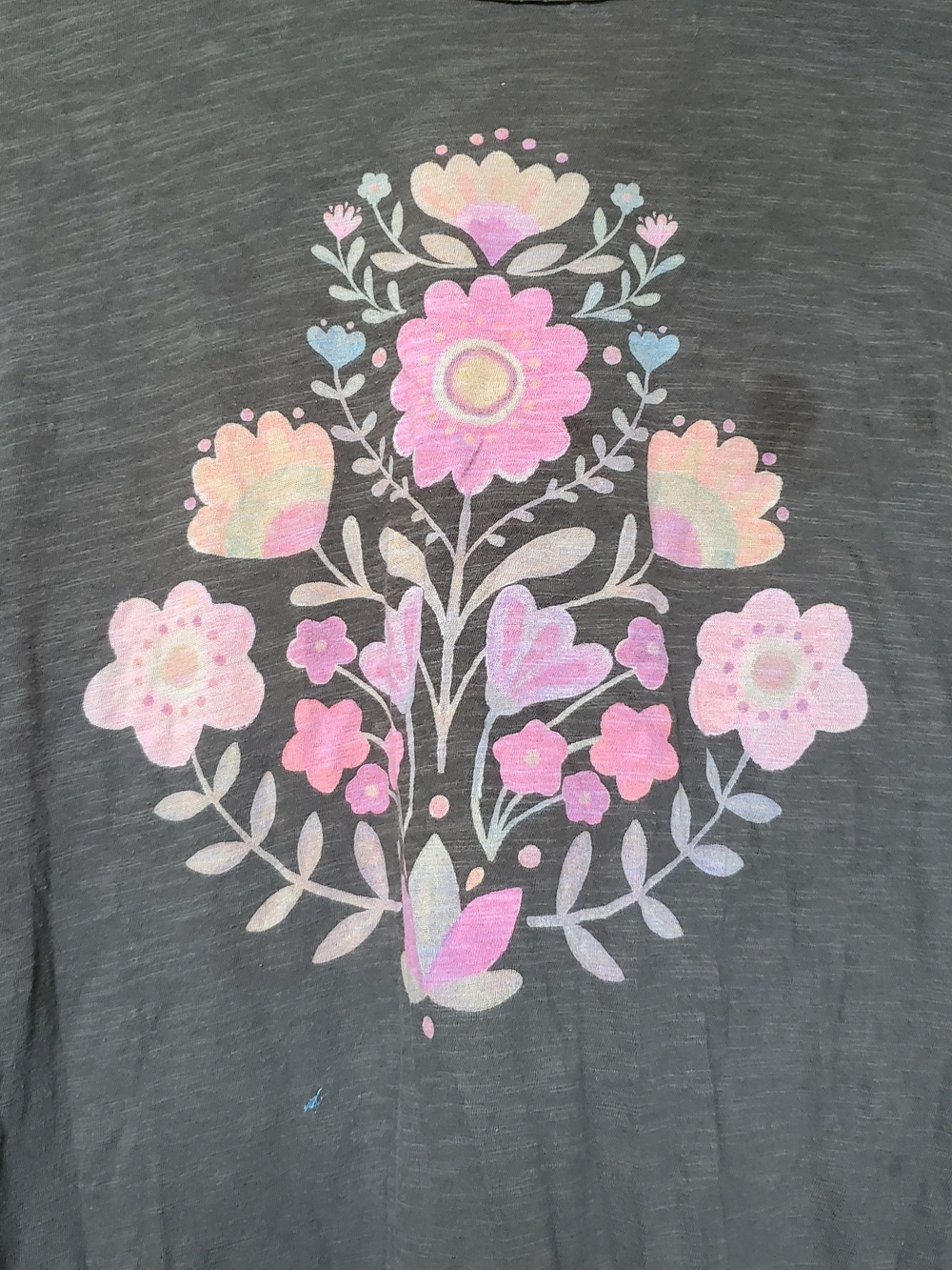 NATURAL LIFE Dark Gray with Pink Floral Medallion Mini Dress. Size XL - Picture 2 of 7